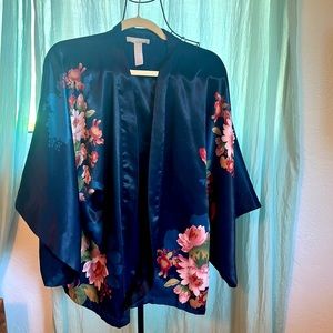 Nordstrom Floral Navy Open Front Kimono